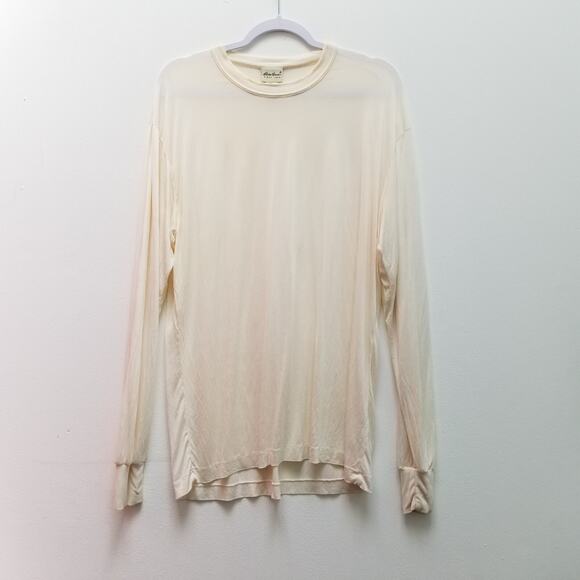 Vintage 90s Eddie Bauer 100% Silk Long Sleeve Base Layer Tee Shirt Cream Mens XL - Picture 3 of 9